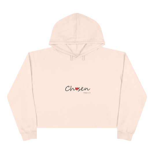Chosen Crop Hoodie — Minimal Heart Graphic Cropped Hoodie for Women