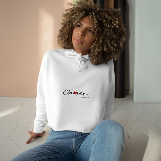 Chosen Crop Hoodie — Minimal Heart Graphic Cropped Hoodie for Women